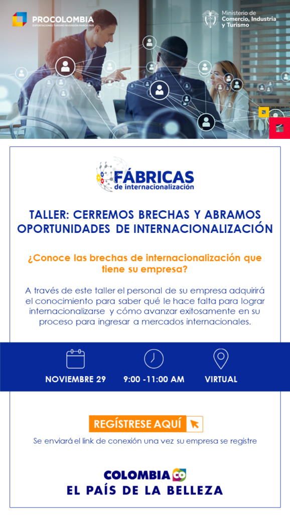 Imagen alusiva al taller CERREMOS BRECHAS Y ABRAMOS OPORTUNIDADES DE INTERNACIONALIZACION